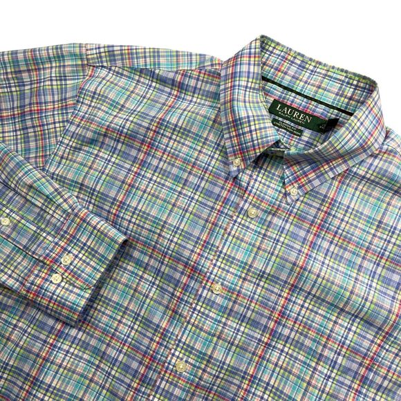 Lauren Ralph Lauren 17 1/2 32/33 Long SLeeve Button Up Button Collar Classic Fit - Picture 2 of 7